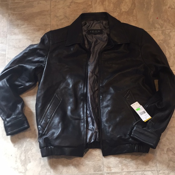 Izod Other - Izod mens 100% leather jacket sz M NWT